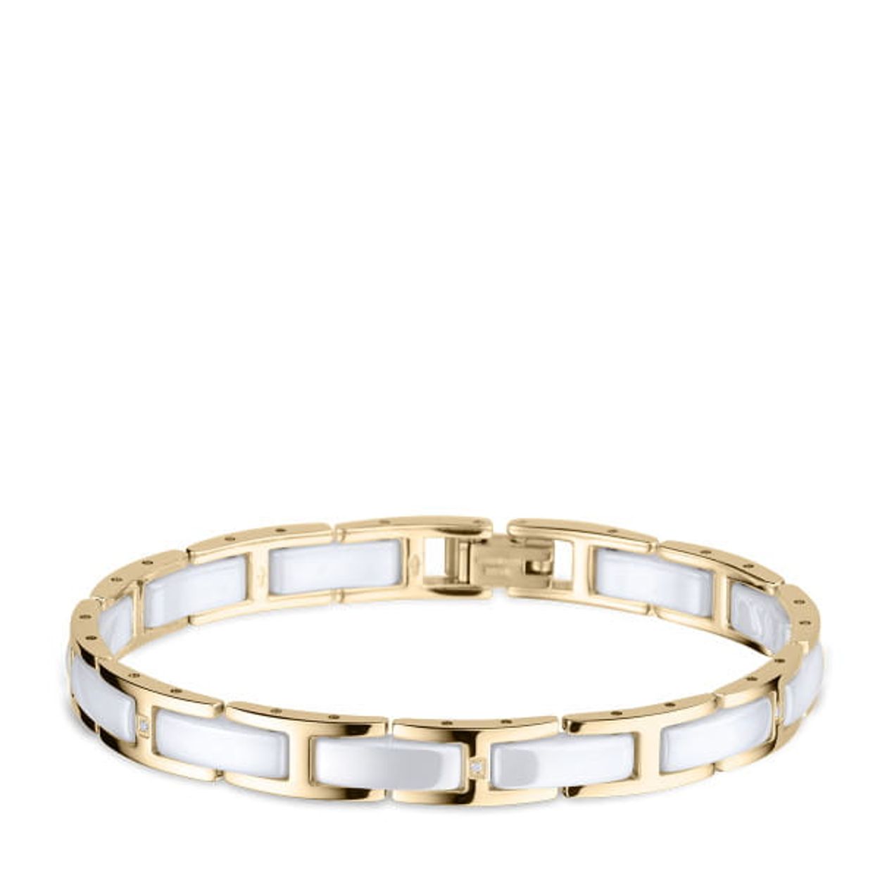 BERING stalen armband met wit keramiek  612-25-185 