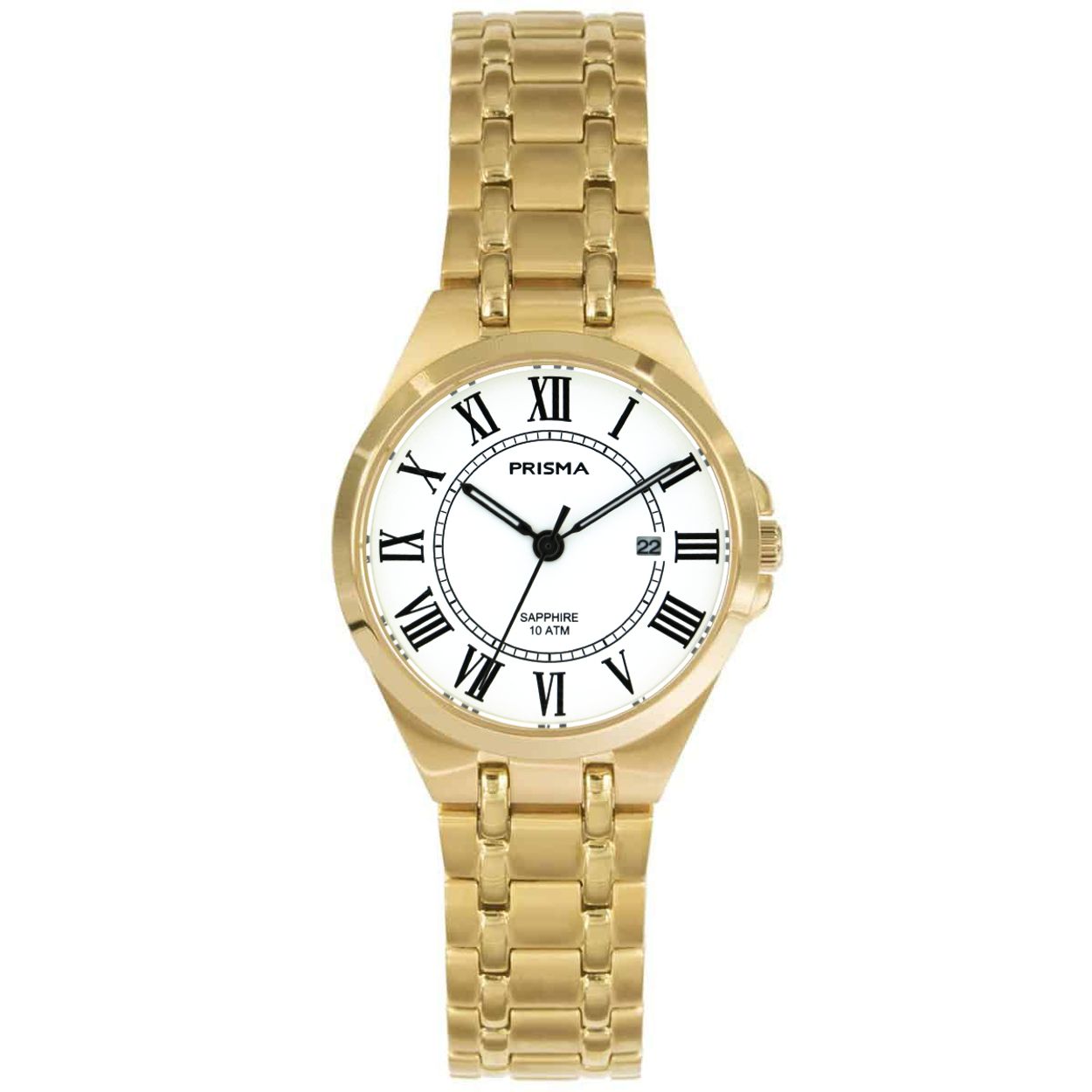 Prisma horloge P1264 dames titanium saffierglas 10 ATM 

Algemeen
Geslacht: dames
Model: P.1264

Voordelen
- band titanium goudkleurig
- wijzerplaat witkleurig met zwarte Romeinse cijfers
- geschikt voor mensen met een allergie
- draagcomfort door licht gewicht
- boven gem. waterdicht: zwemmen/duiken
- glas is zeer krasvast
- ook voor brede pols (max. 219,41 mm)
- quartz
- maat kast 28,99mm (breedte) 7,6mm (dikte)

