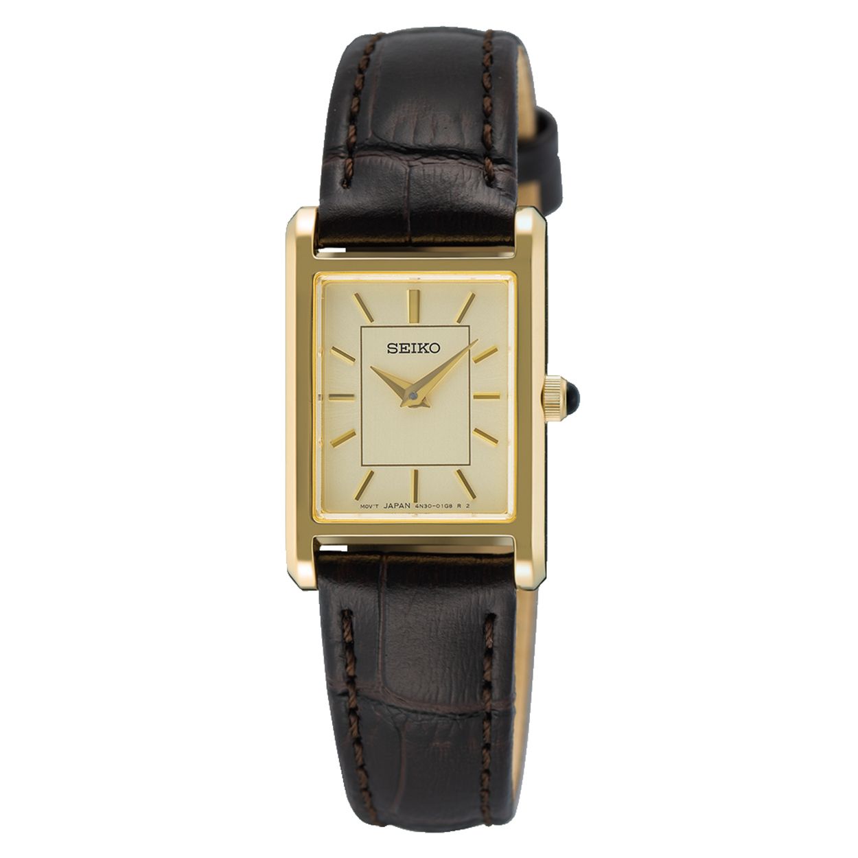 Dit is een dameshorloge van het merk Seiko. Het is een analoog horloge gemaakt van staal. De diameter van de kast is 19.6 x28 mm en de kast is 6.1 mm dik.
De verdere specificaties van het horloge zijn als volgt:
Kastvorm: rechthoek
Kastkleur: goudkleurig
Kastmateriaal: staal
Bandbreedte: 15 mm
Wijzerplaatkleur: champagne
Techniek: quartz