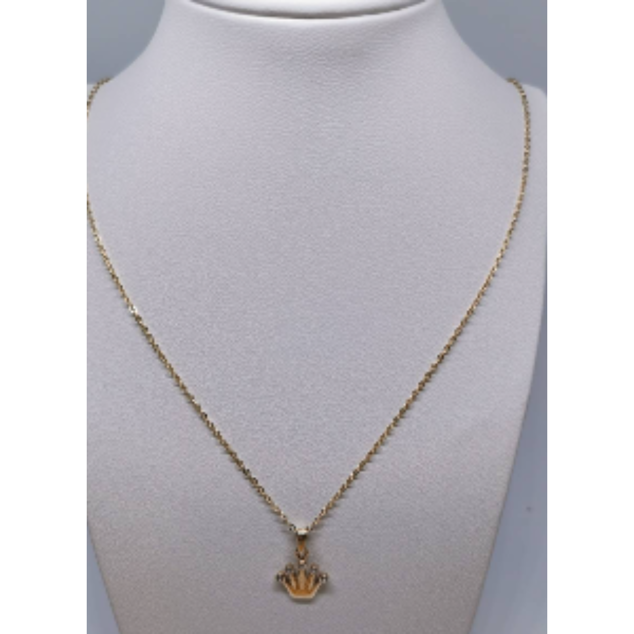 14 Karaat geel gouden collier anker schakel met kroon hanger zirkonia. 