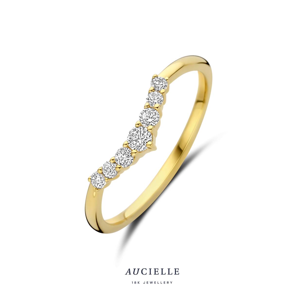 Aucielle ring goud 18k met zirkonia steentjes