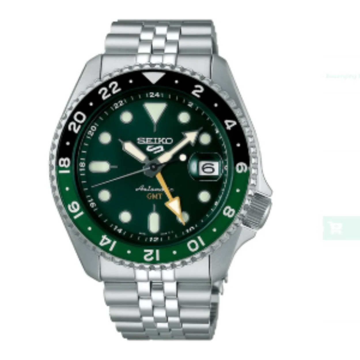 Dit is een herenhorloge van het merk Seiko. Het is een analoog horloge gemaakt van staal. De diameter van de kast is 42.5 mm en de kast is 13.6 mm dik.
De verdere specificaties van het horloge zijn als volgt:
Kastvorm: rond
Kastkleur: zilverkleurig
Kastmateriaal: staal
Bandbreedte: 22 mm
Bandlengte: 272.5 mm
Sluiting: vouwsluiting met drukker
Wijzerplaatkleur: groen
Glassoort: hardlex mineraal glas
Waterdichtheid: 10 ATM
Techniek: automaat