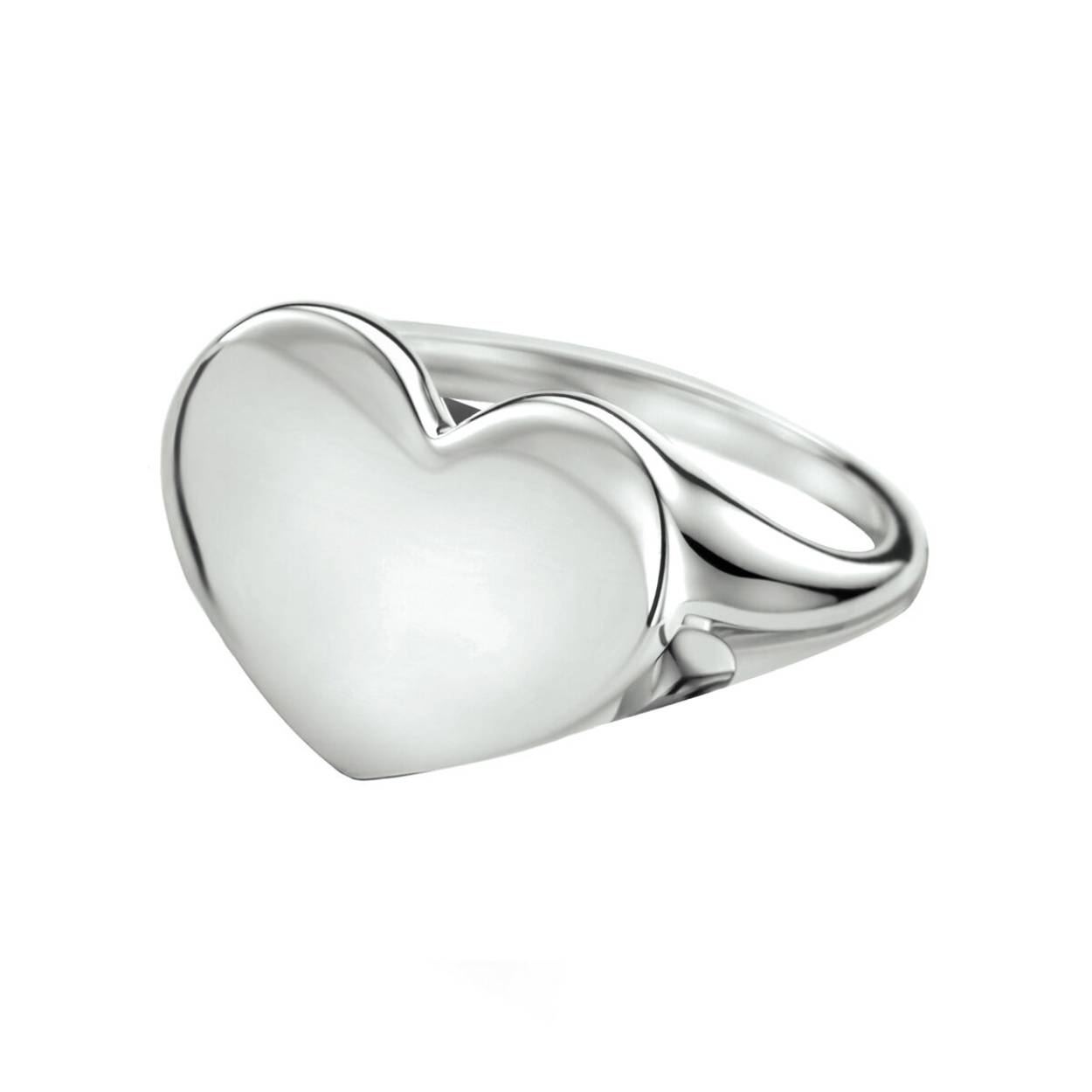 Gerhodineerd 925 zilveren graveerring uitgevoerd in de vorm van een hart.