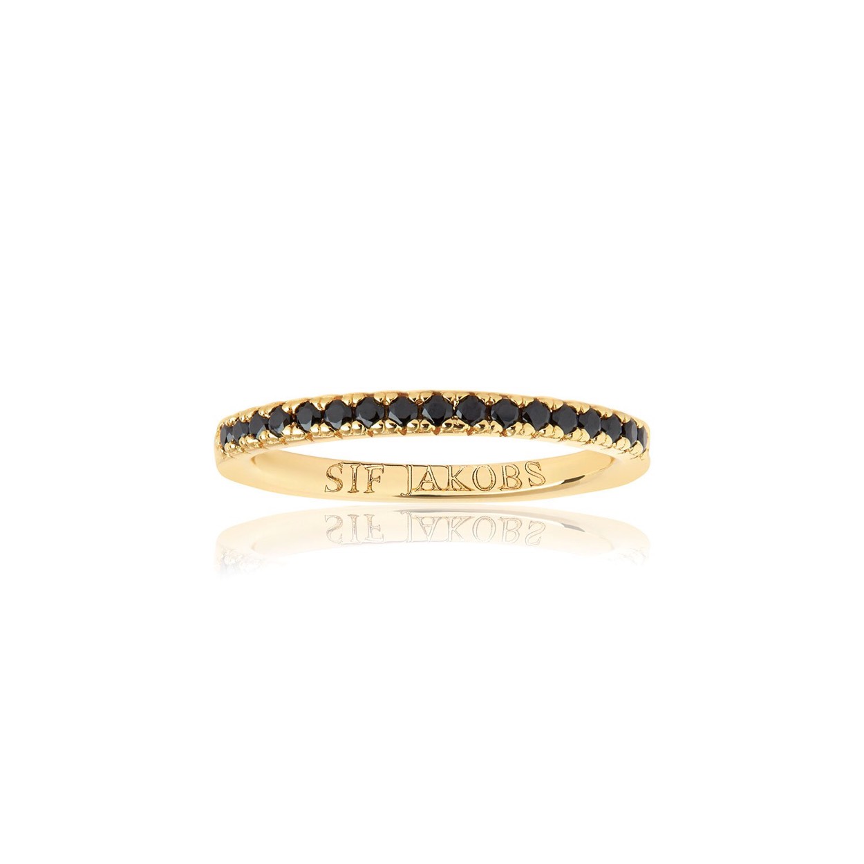 RING ELLERA - 18K GOLD PLATED WITH BLACK ZIRCONIA