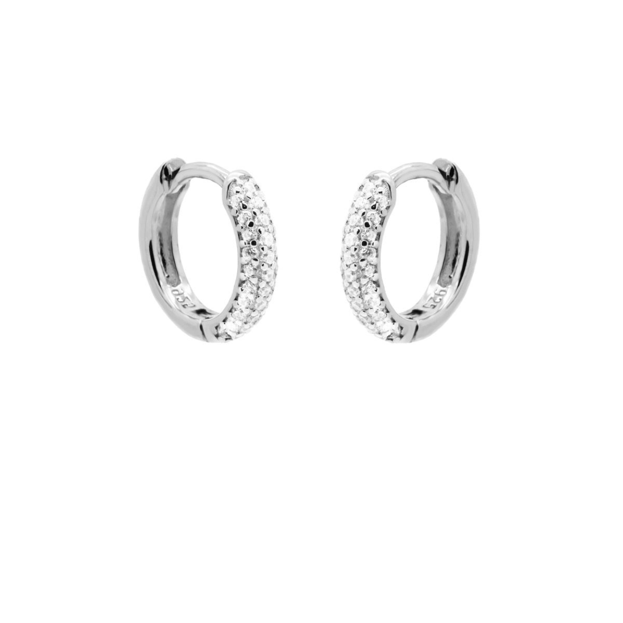 Plain Hinged Hoops Best Zirconia Basic Silver