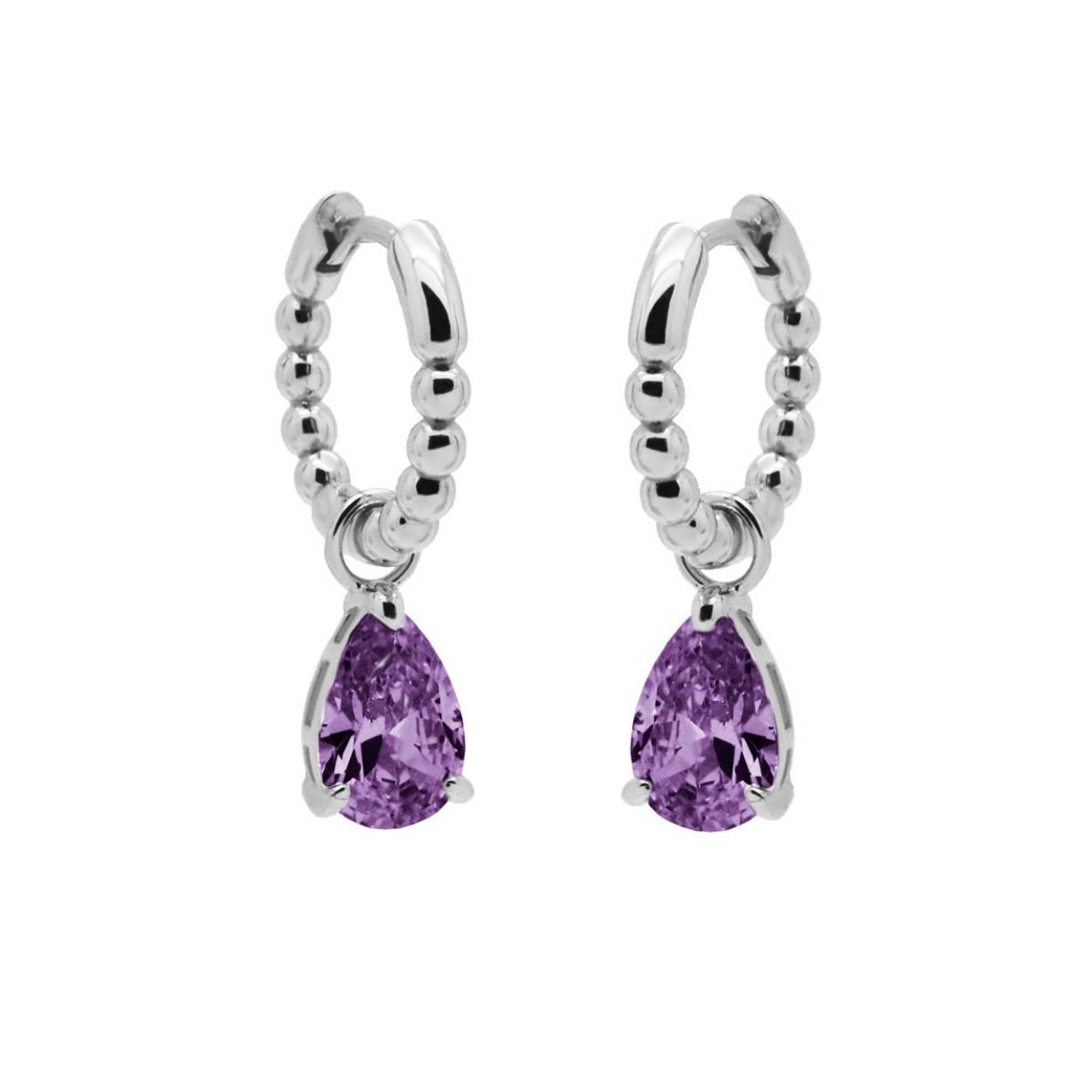 Hinged hoops zirconia ANNA LAVENDER Silver