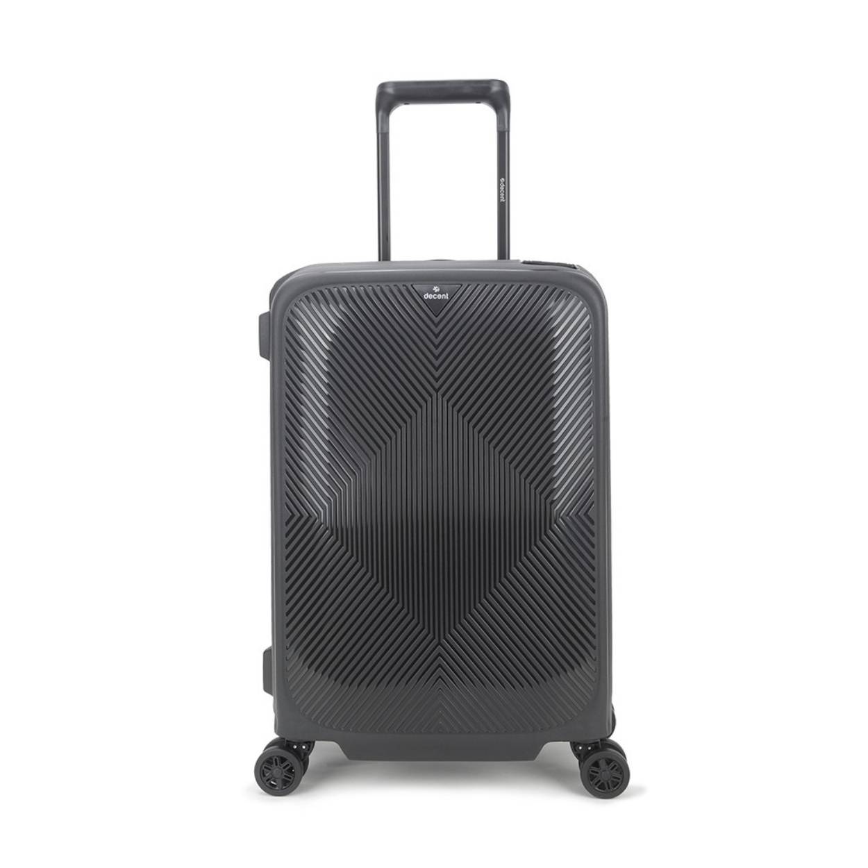 Deze Decent Axiss fix handbagage koffer in het zwart heeft een stevige constructie en handige features zoals een ge&iuml;ntegreerd TSA-slot en 360 graden draaiende wielen. De beste manier om deze koffer te dragen is aan de handvatten aan de boven- en zijkant of met behulp van de uitschuifbare trekstang. Een stijlvolle en praktische keuze voor elke reiziger!

AXISS-FIX 
Soort koffer: Harde koffer 
Materiaal: Polypropylene 
Aantal wielen: 4 dubbele zwenkwielen 
Type slot: TSA cijferslot 
Buitenafmeting: 55X37X23 CM 
Inhoud: 43 liter