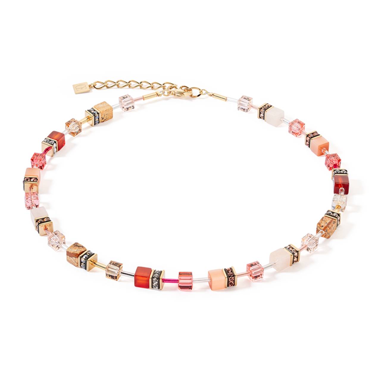 Coeur de Lion collier met karneool, jaspis en rosé aventurijn