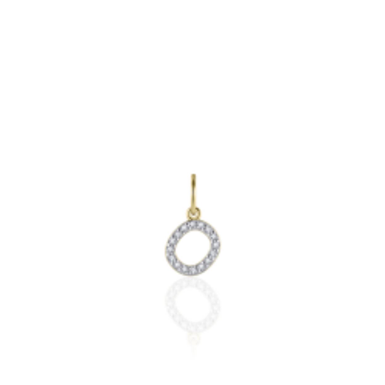 letter O | zilver goldplated | zirkonia's