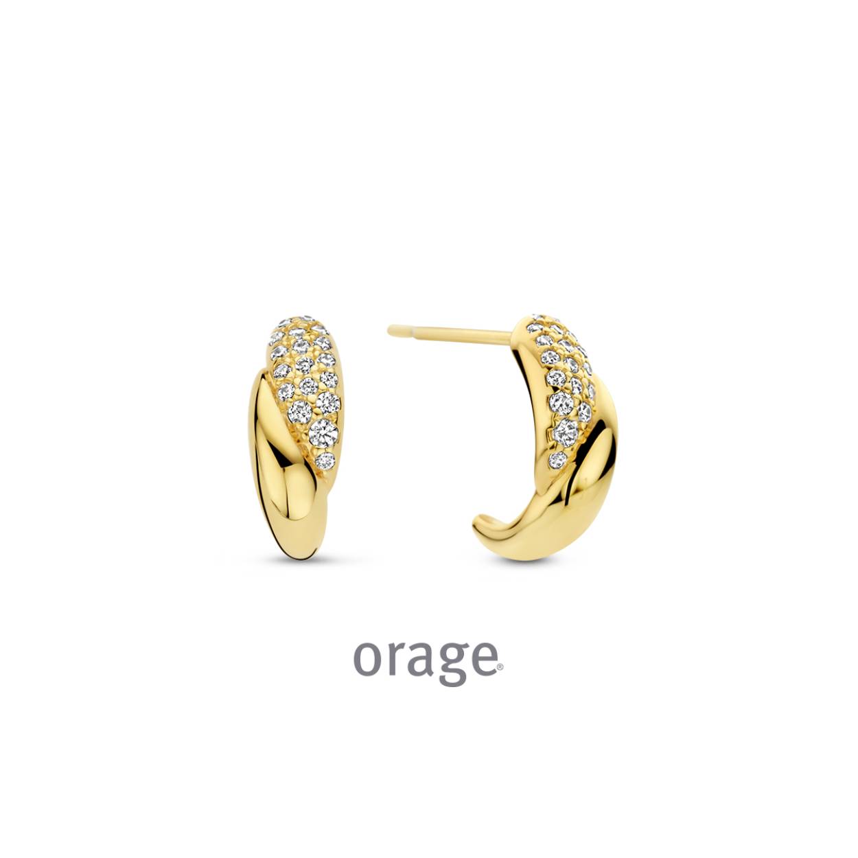 Orage oorstekers verguld geel goud