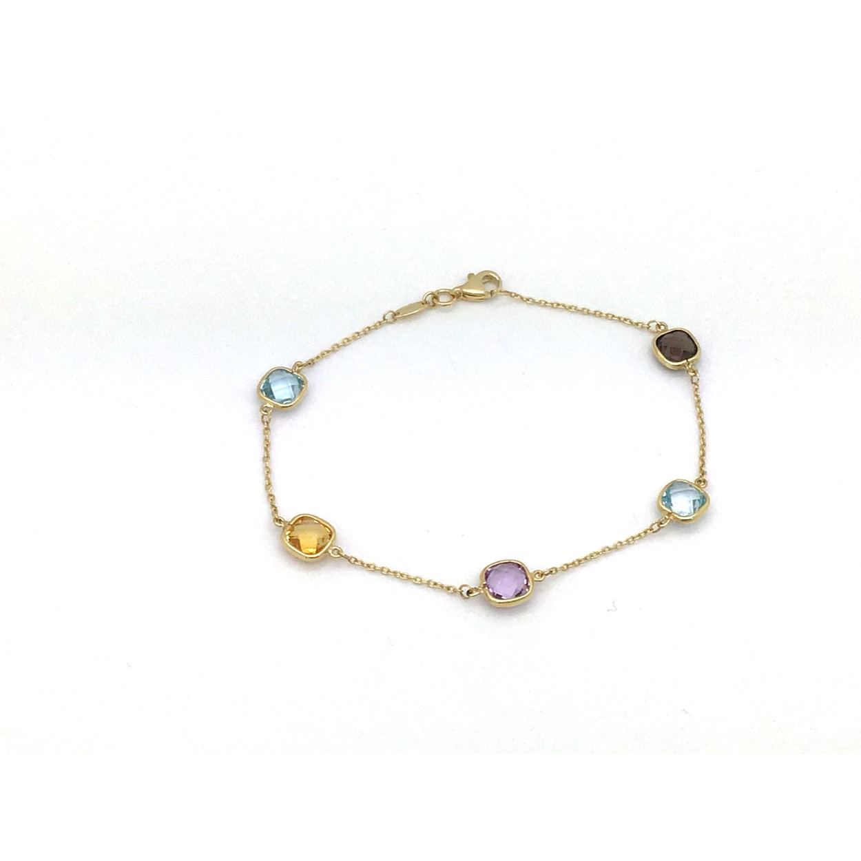 Gd. armband met kleurstenen (citrien - amethyst -rookquartz - topaas)