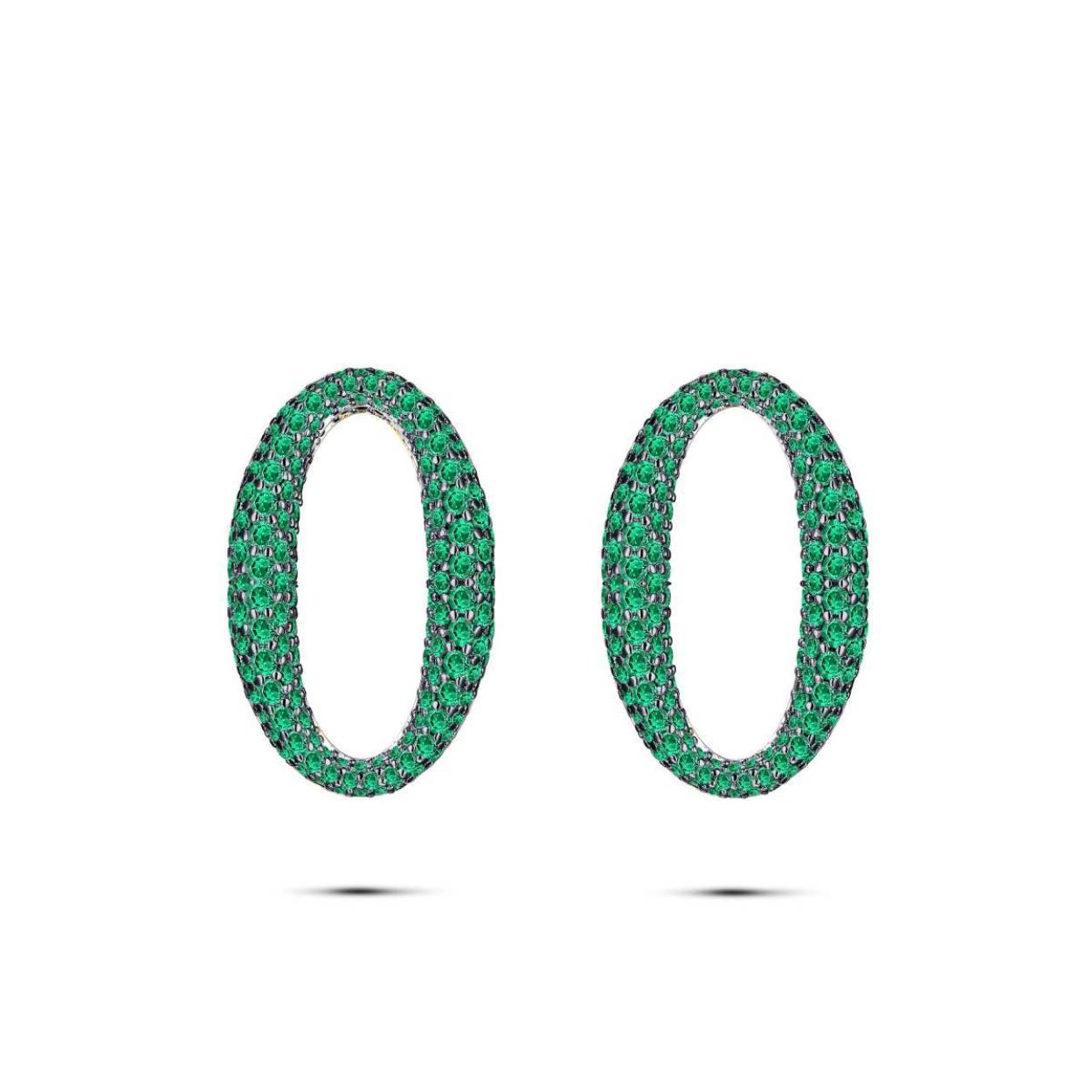 Zilver vergulde oorring hangers met groene zirkonia