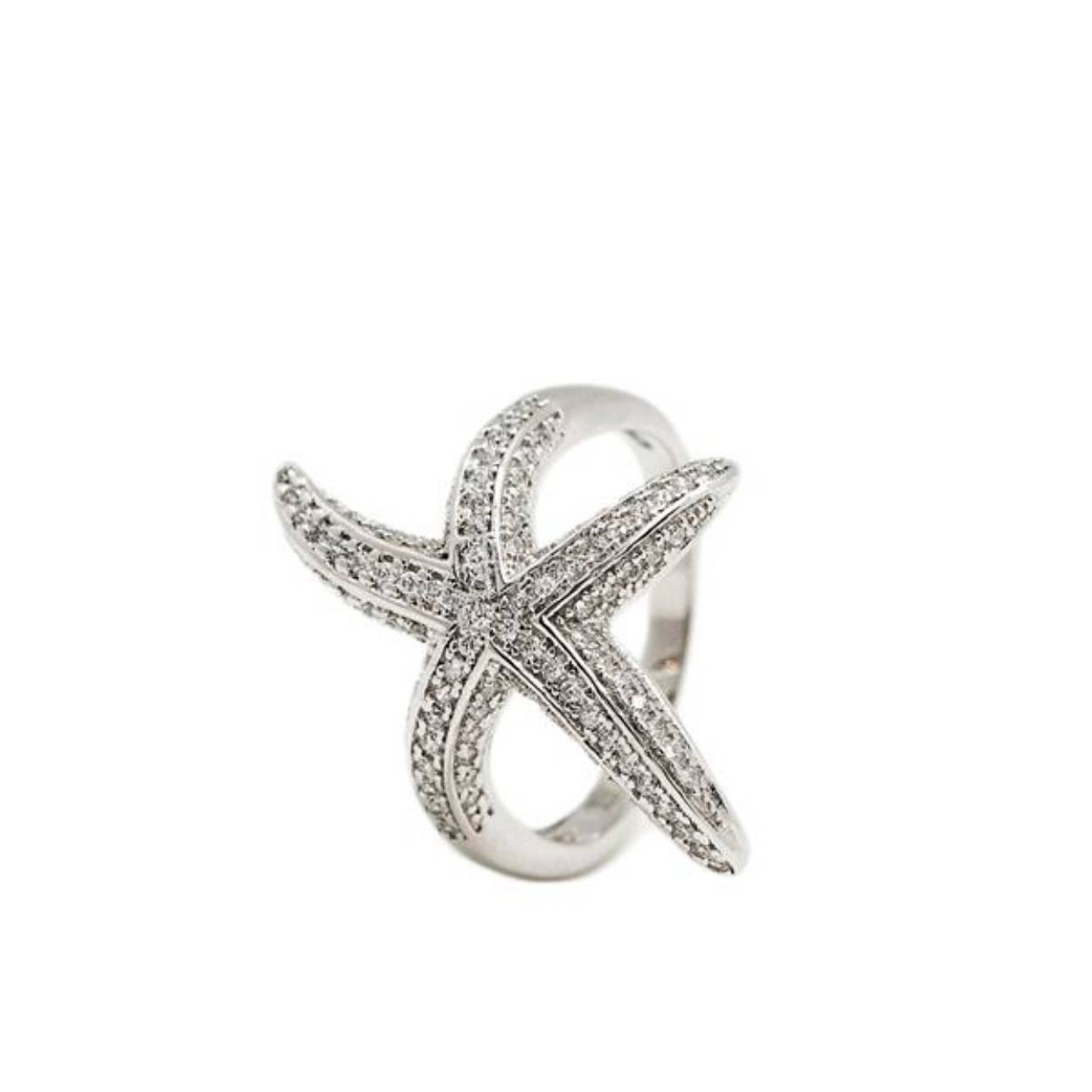 Zilveren ring met zirkonia zeester