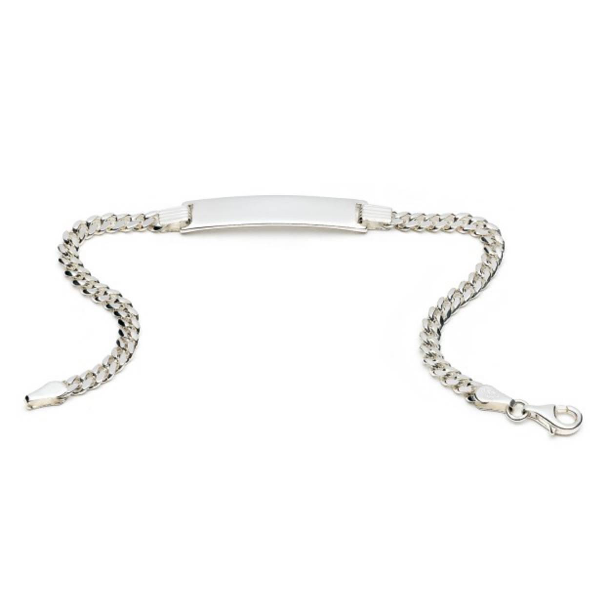 Zilveren schakelarmband met graveerplaat 4 mm en 19 cm - 21 cm