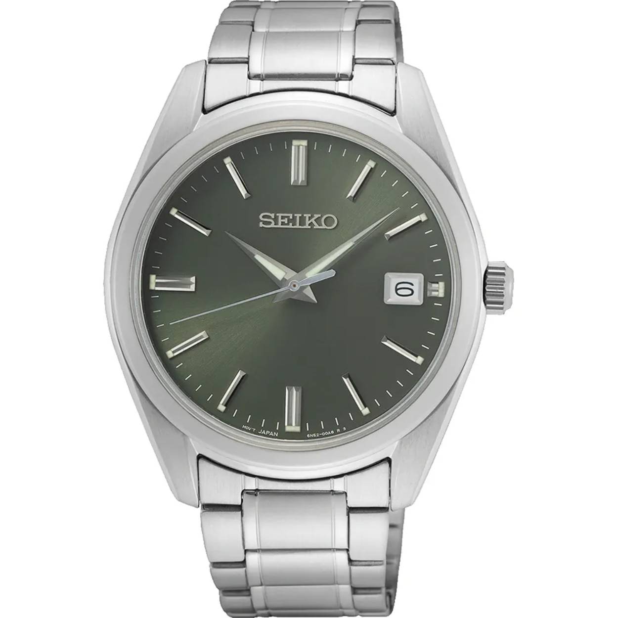 Dit is een herenhorloge van het merk Seiko. Het is een analoog horloge gemaakt van staal. De diameter van de kast is 40.2 mm en de kast is 9 mm dik.
De verdere specificaties van het horloge zijn als volgt:
Kastvorm: rond
Kastkleur: zilverkleurig
Kastmateriaal: staal
Bandbreedte: 20.8 mm
Bandlengte: 210
Sluiting: vouwsluiting met drukker
Wijzerplaatkleur: groen
Glassoort: saffier glas
Waterdichtheid: 10 ATM
Techniek: quartz