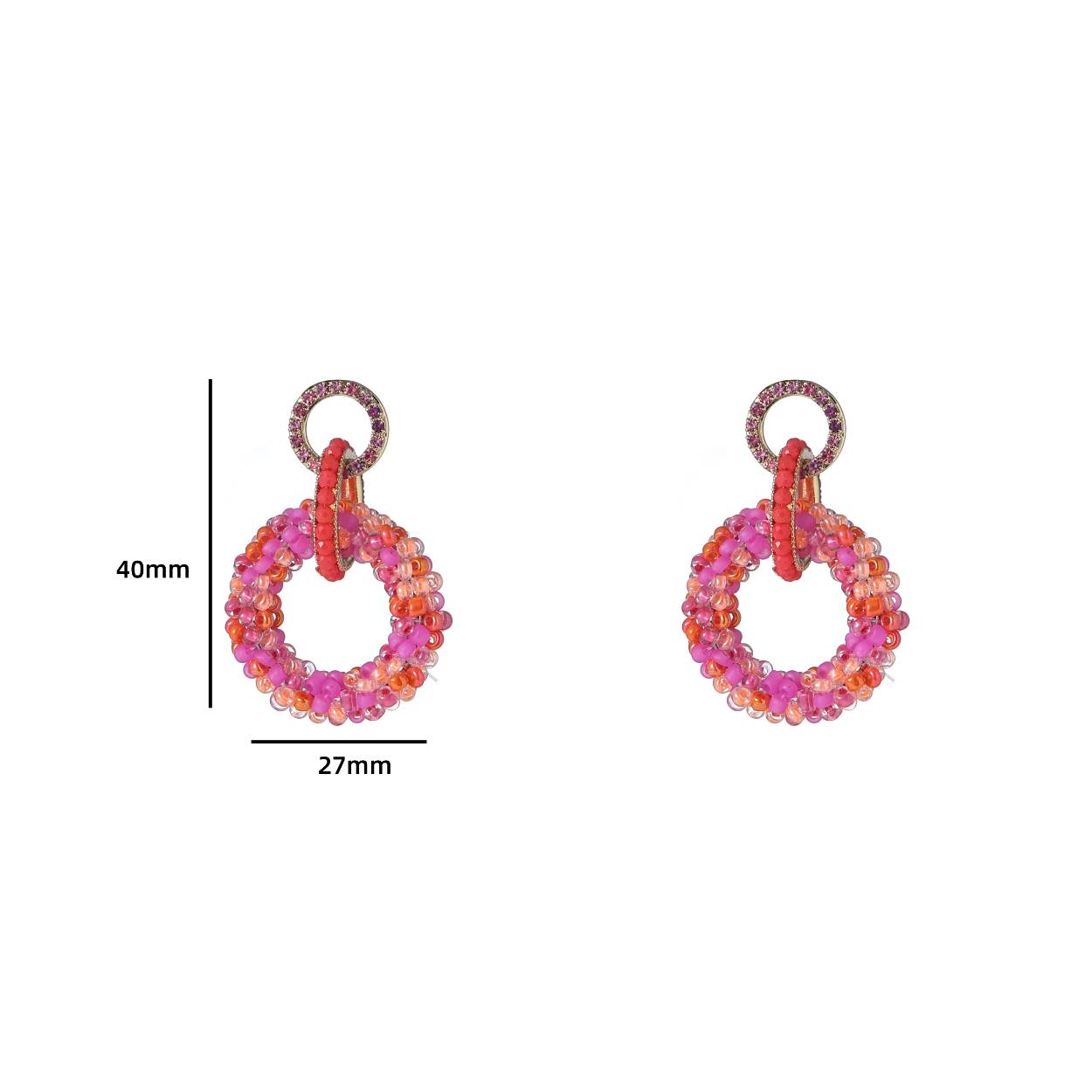 Beads Circles Dangle - 14K + Coral
E4037-4