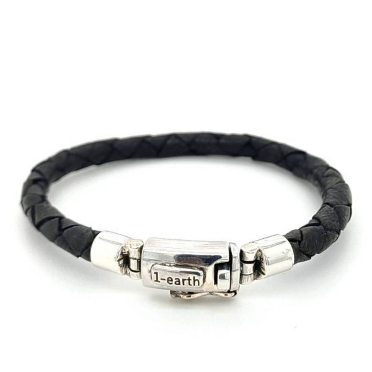 Zilveren armband met leer zwart