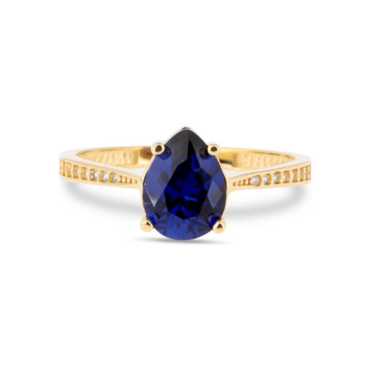 Swing Jewels 14k ring met donkerblauw zirconia.
Maat 56.