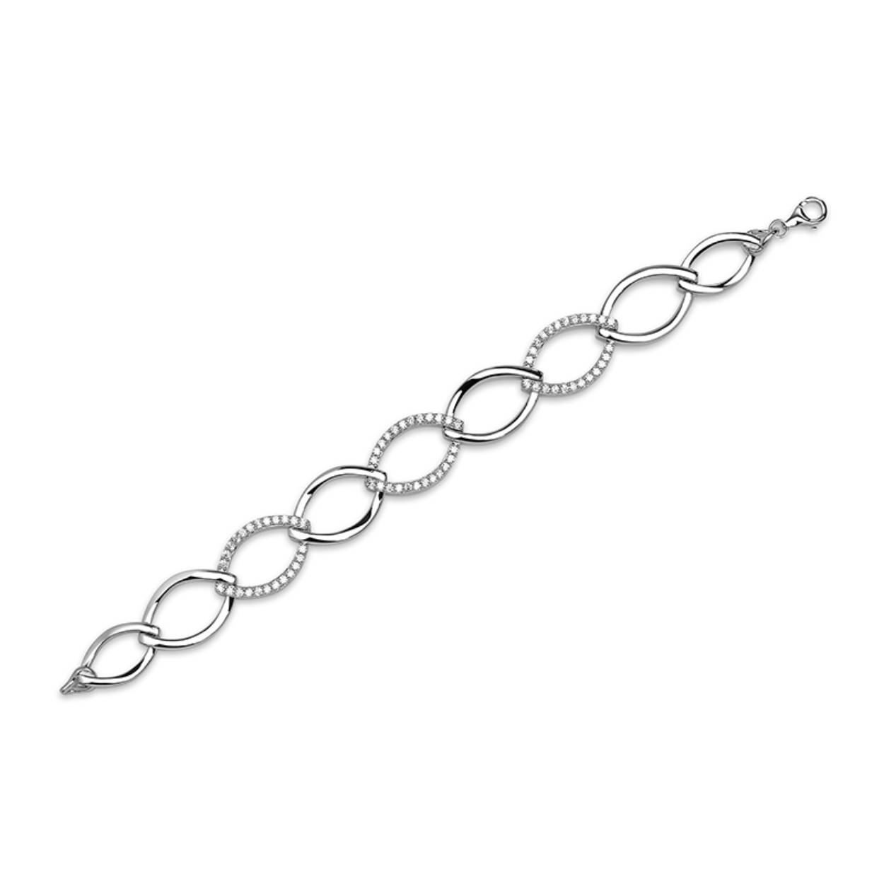 Zilver gerhodineerde  armband met zirkonia's. Armband is uit te breiden tot een set, met een bijpassende collier en ring.
Armband is ook in 18cm en 20cm leverbaar.
