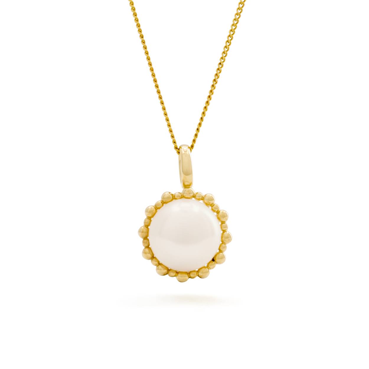 gouden hanger, bolletjes+ bouton parel