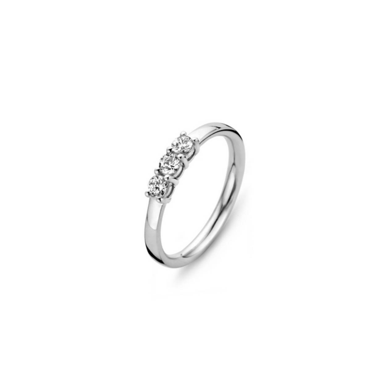 Deze MOMENTS ring van zilver met drie zirconia, modelnummer 15115AW/54, is een verfijnd accessoire met een gewicht van 45. Deze zilverkleurige ring van zilver is maat 17 en straalt elegantie uit. Perfect te dragen als dagelijks sieraad of bij speciale gelegenheden voor een subtiele glans om je vinger.