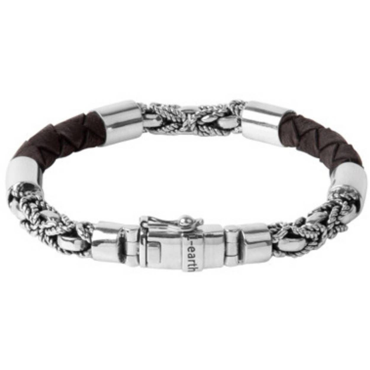 Zilveren armband met zwart leer