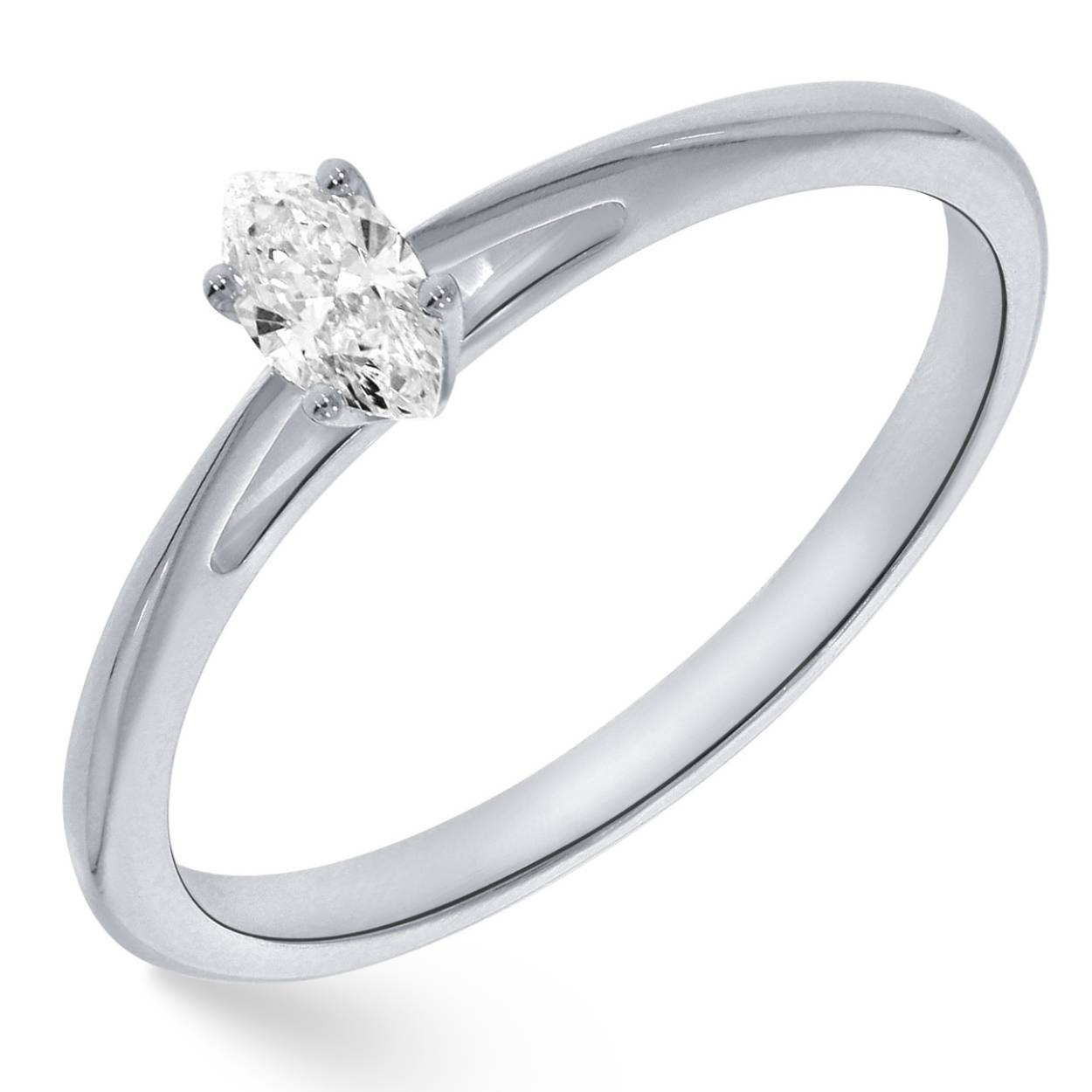 14k gouden diamanten ring met 0.20 caraat marquise geslepen steen. h/si