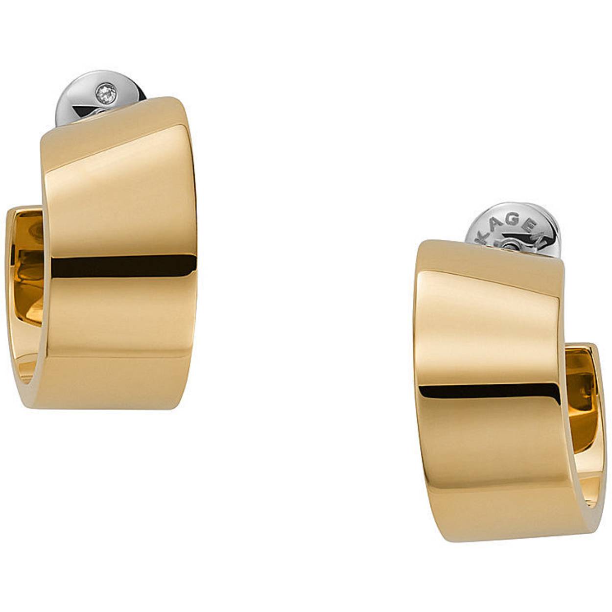 Skagen oorstekers in ring vorm goudkleurig. De oorstekers zijn van de collectie Kariana.