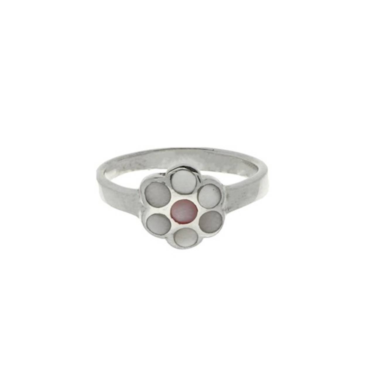 Zilveren ring met bloem