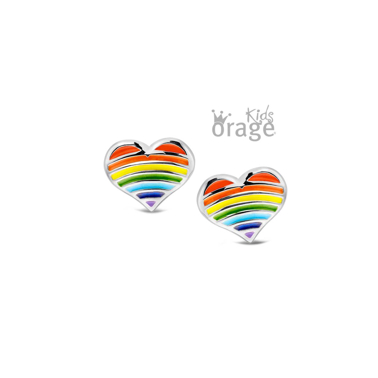 Zilveren oorstekers 'hartje met regenboogkleuren' van Orage kids
Bijhorende ketting en armband ook verkrijgbaar