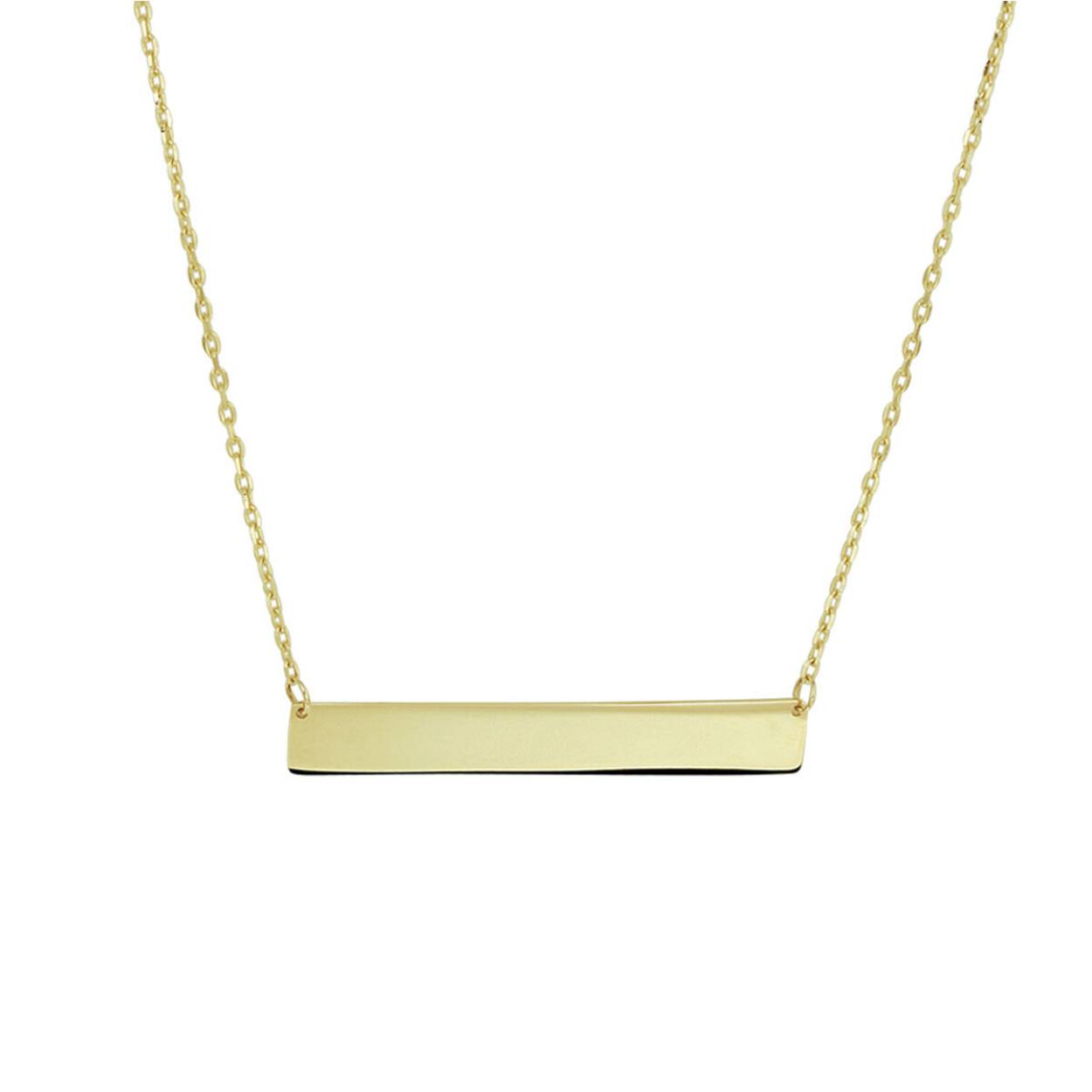 14k geelgoud collier met graveerplaat en 1 diamant in witgoud zetting
