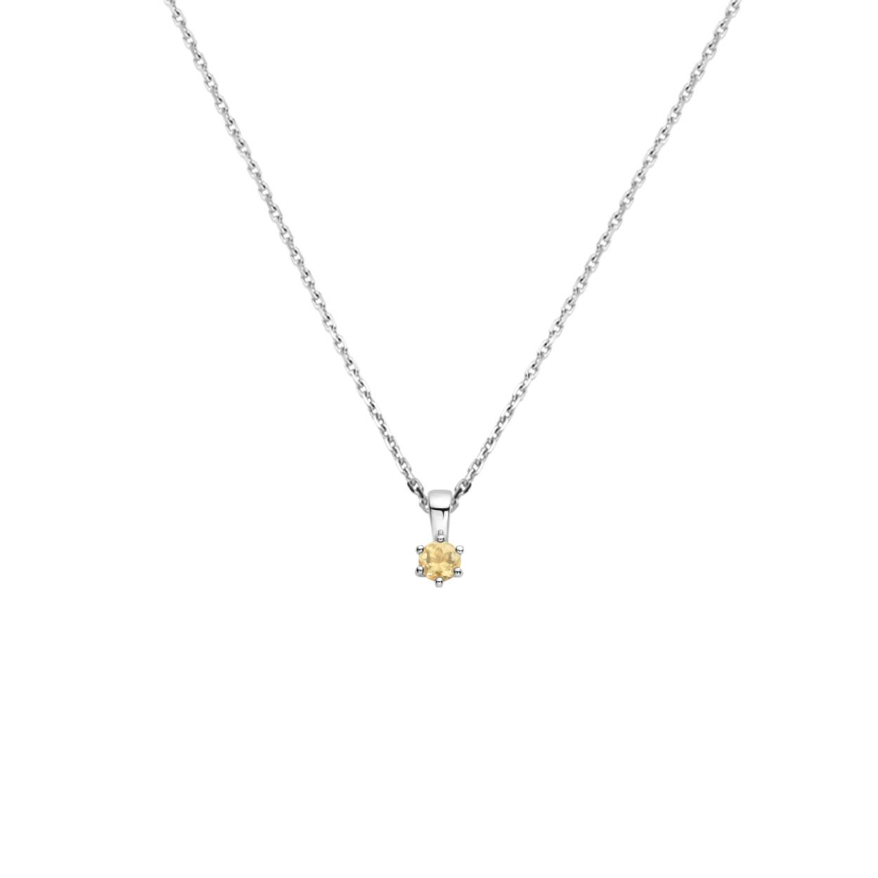 Gerhodineerd 925 zilveren collier met een geboortesteen hanger. Het collier heeft een draaglengte van 41cm en een extensie van 4cm. De schakelbreedte is 1.1mm. Uitgevoerd met een karabijn sluiting.
