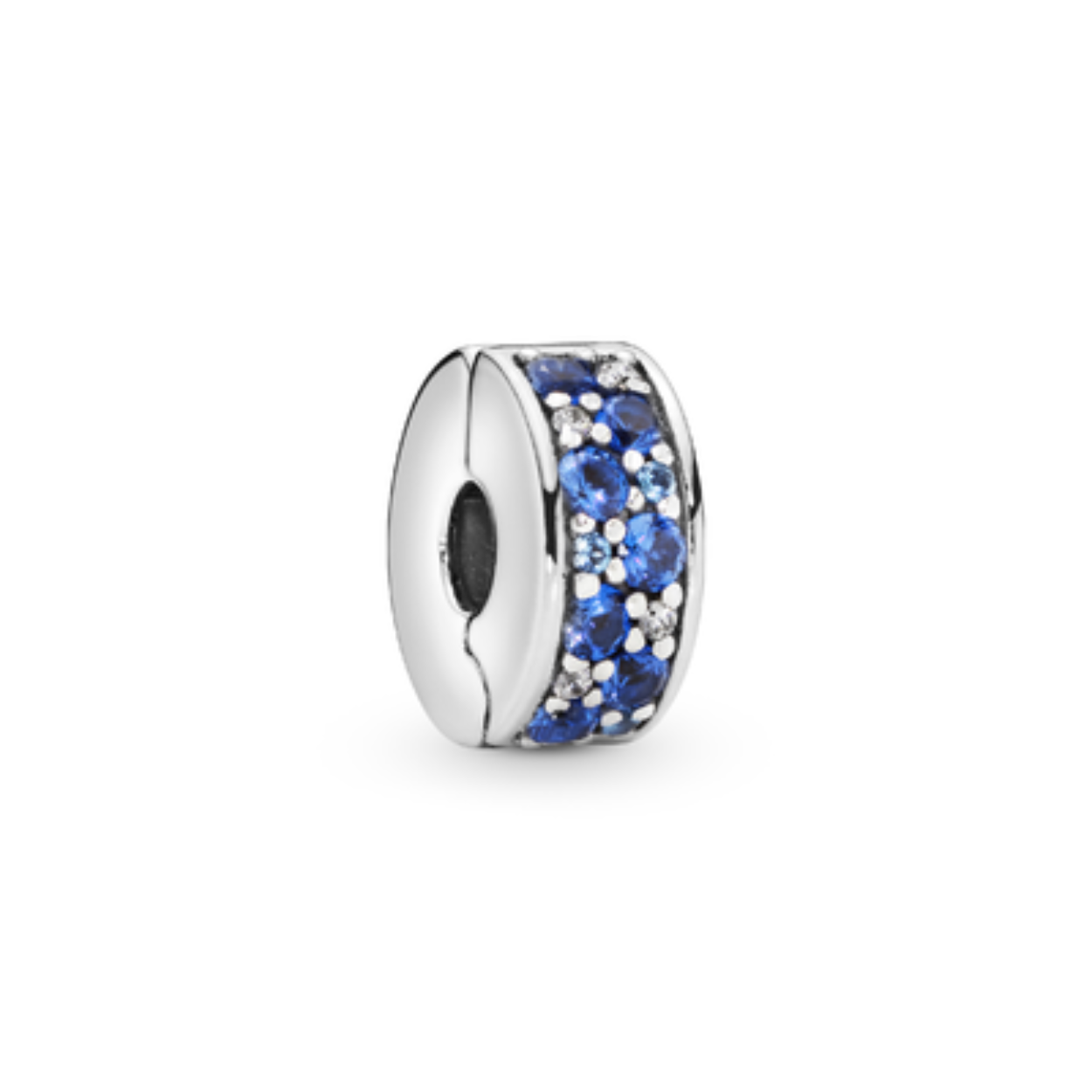 Pandora Clips zilver silicone grip zirconia blauw