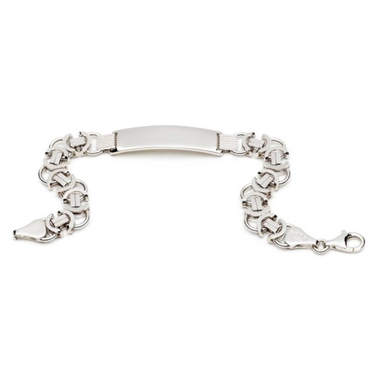 Zilveren koninklijke armband plat met graveerplaat 11 mm en 21 cm - 23 cm - gerhodineerd
