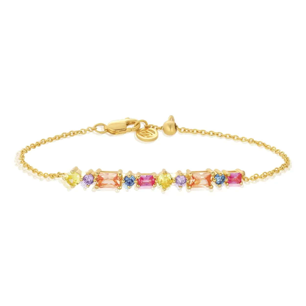 Zilver 18 karaat vergulde armband met gekleurde zirkonia's 