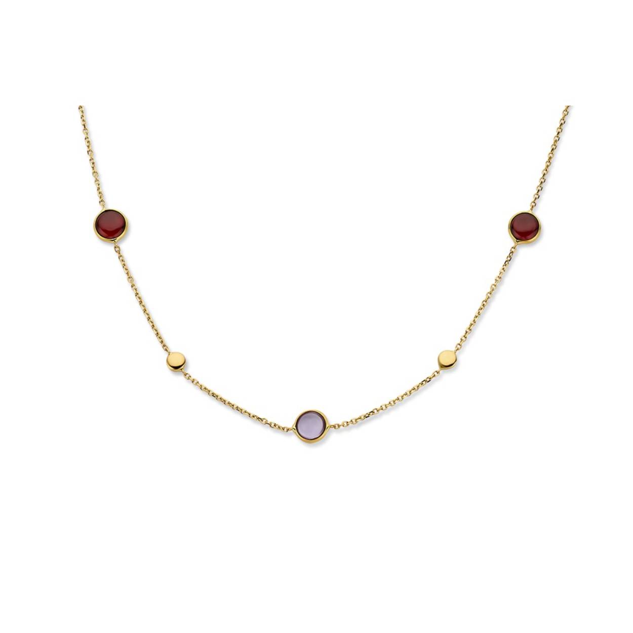 Gouden collier (18 kt) met amethist en robijn
Prachtige combinatie van gouden en halfedelstenen
Bijhorende collier en oorbellen zijn ook verkrijgbaar
De prijs kan variëren naargelang de goudprijs