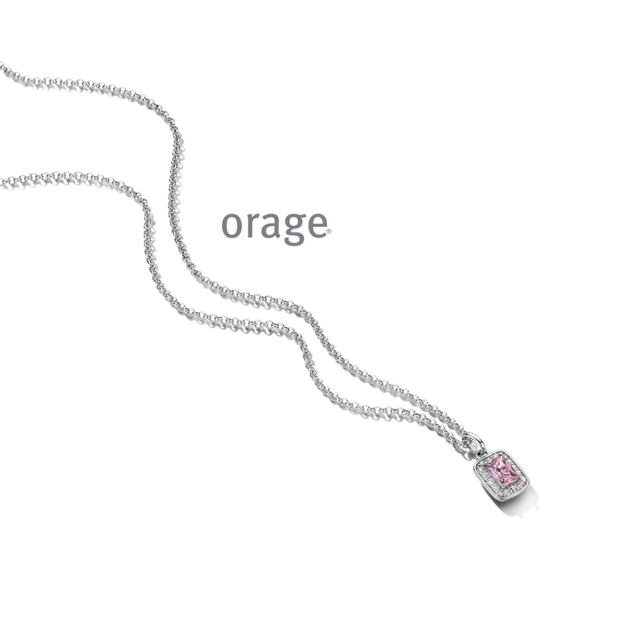 Zilveren collier met hanger bezet met zirkoon en kleurstenen
BA050