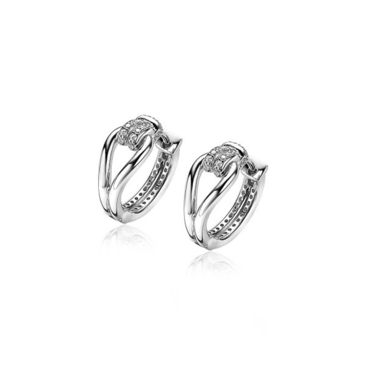 Zilveren Zinzi klap oorringen met zirkonia
