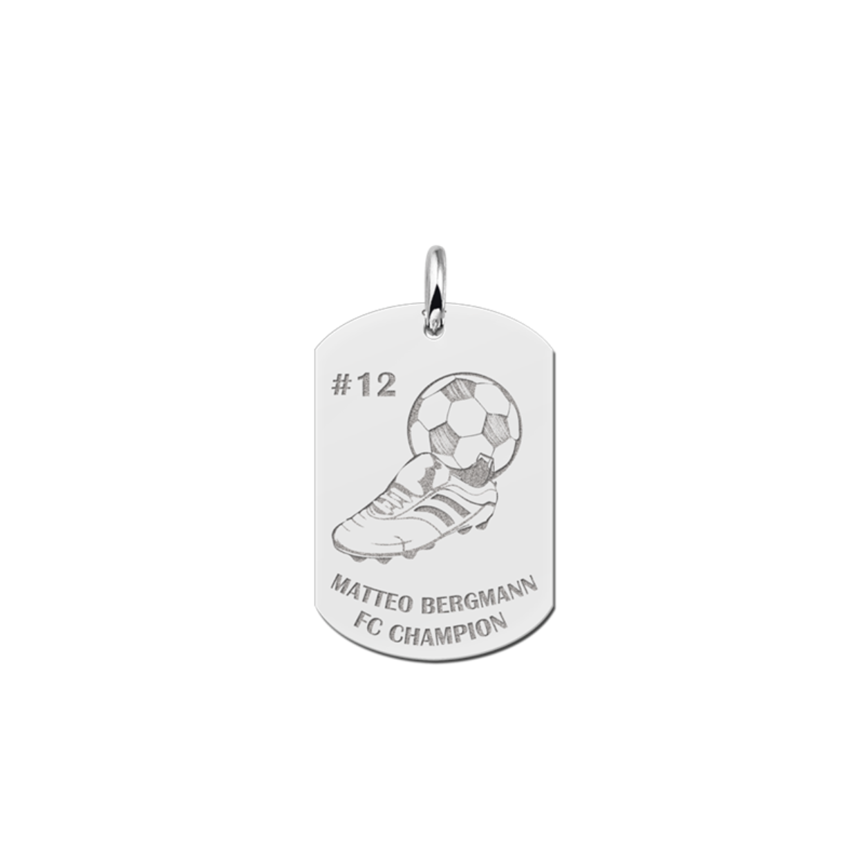 Zilveren hanger fantasie Sporthanger zilver voetbal dogtag