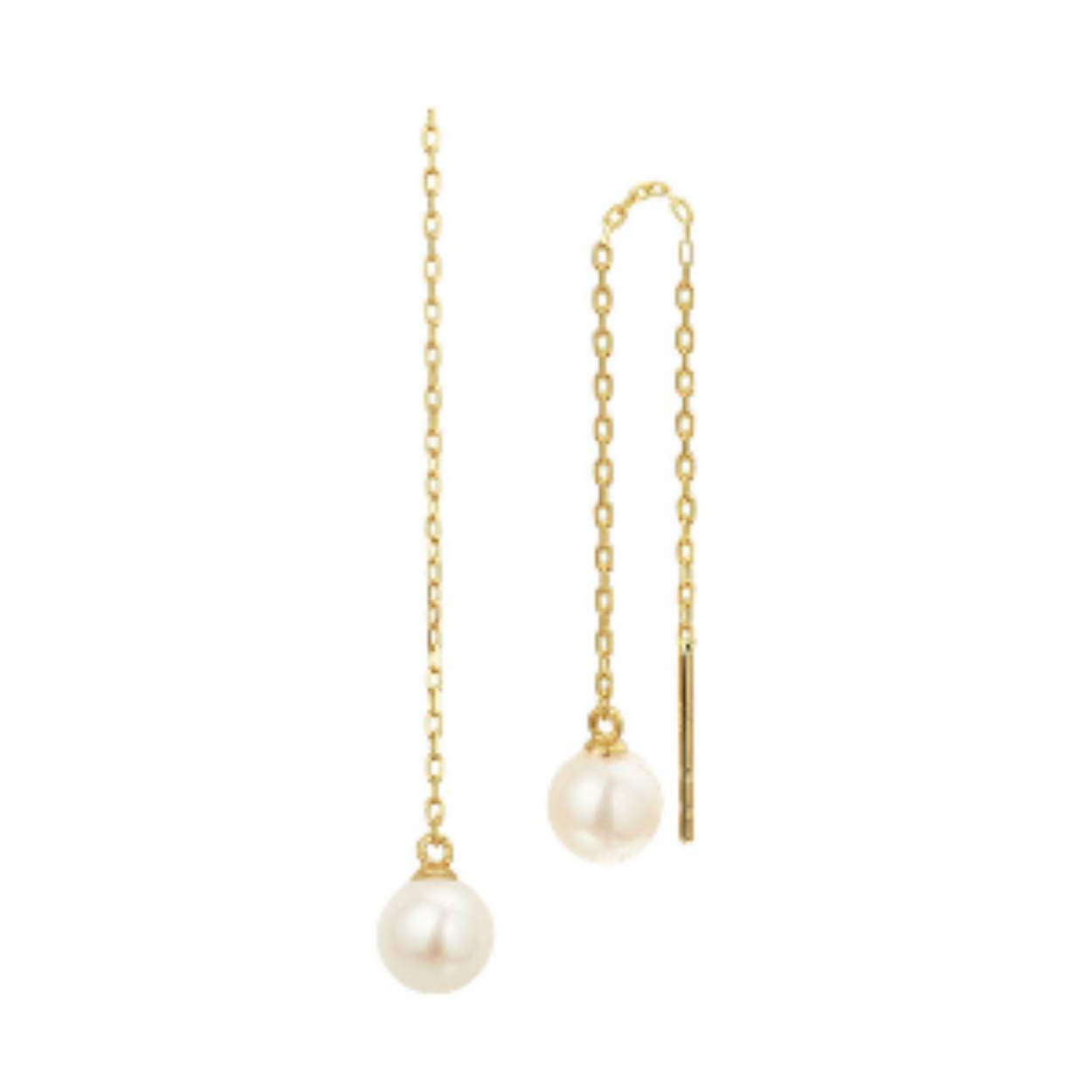 gouden doortrekoorbellen met zoetwaterparel 5,5mm