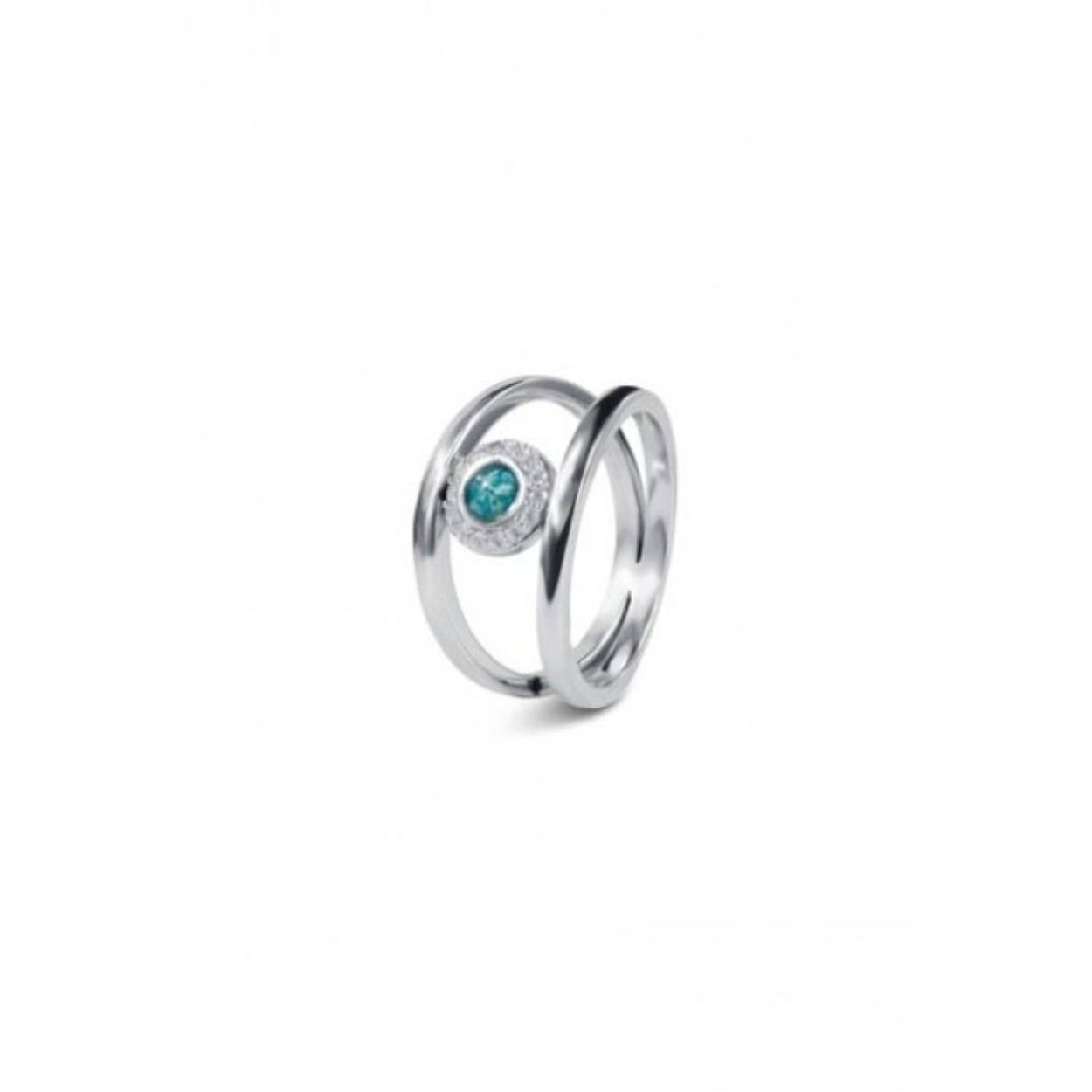 Zilveren ring met zirkonia. Dit sieraad wordt zichtbaar aan de voorkant gevuld met as en wordt vermengd met speciale hars