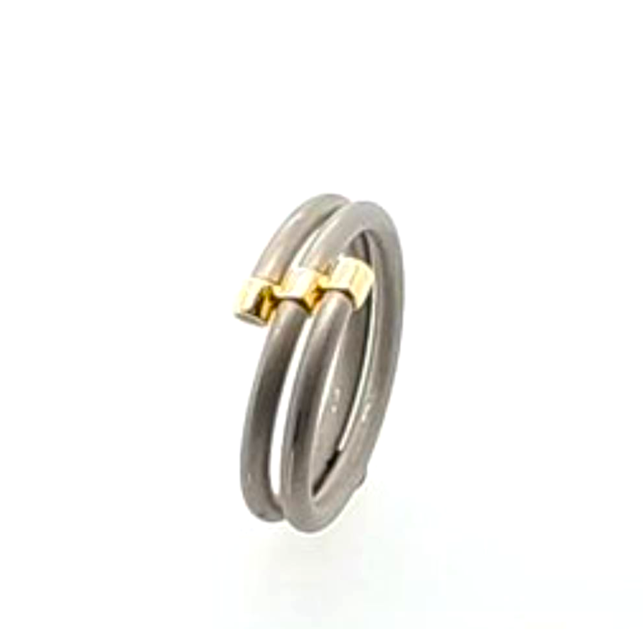 titanium wikkelring met gouden kapjes smal