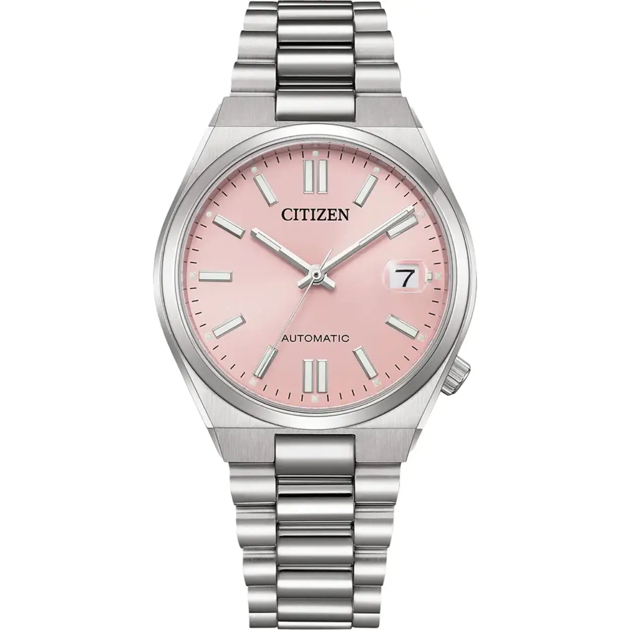 Automatisch horloge met datum vergrootglas rose
