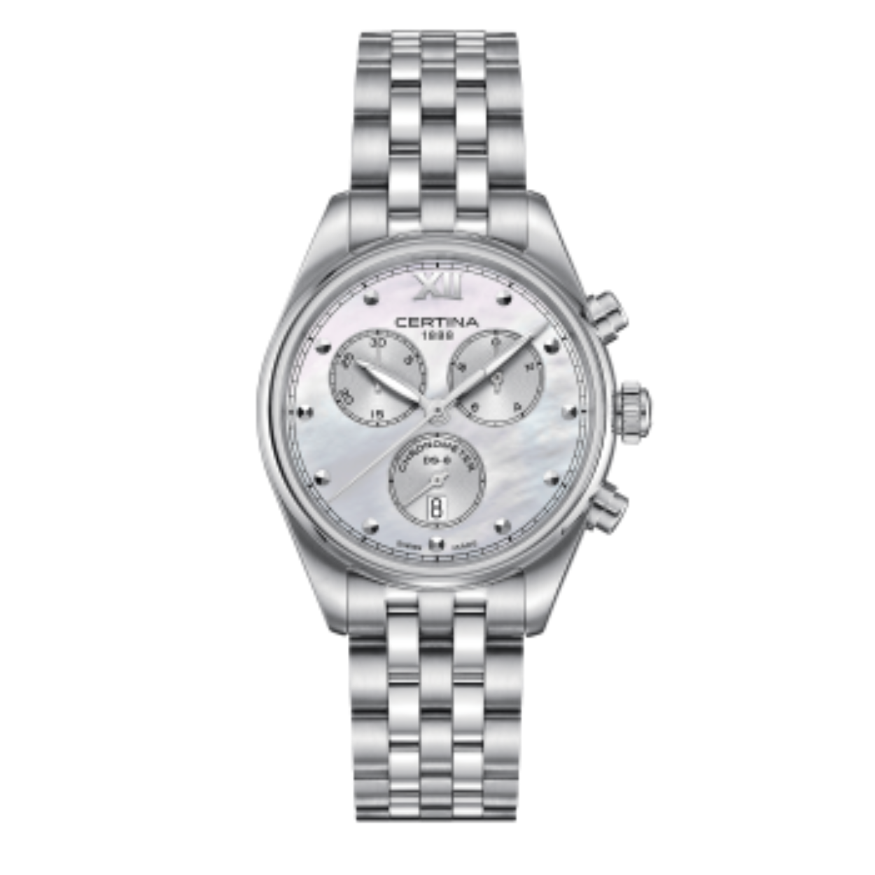 Serie: DS-8

Artikelnr.: C0332341111800

Diameter: 34.5mm

Dikte: 10mm

Materiaal kast: roestvrijstaal

Materiaal band: roestvrijstaal

Kleur kast: zilver

Kleur band: zilver

Kleur wijzerplaat: wit/parelmoer

Uurwerk: quartz

Glas: saffier

Waterdichtheid: 10ATM

Garantie: 2 jaar op het uurwerk