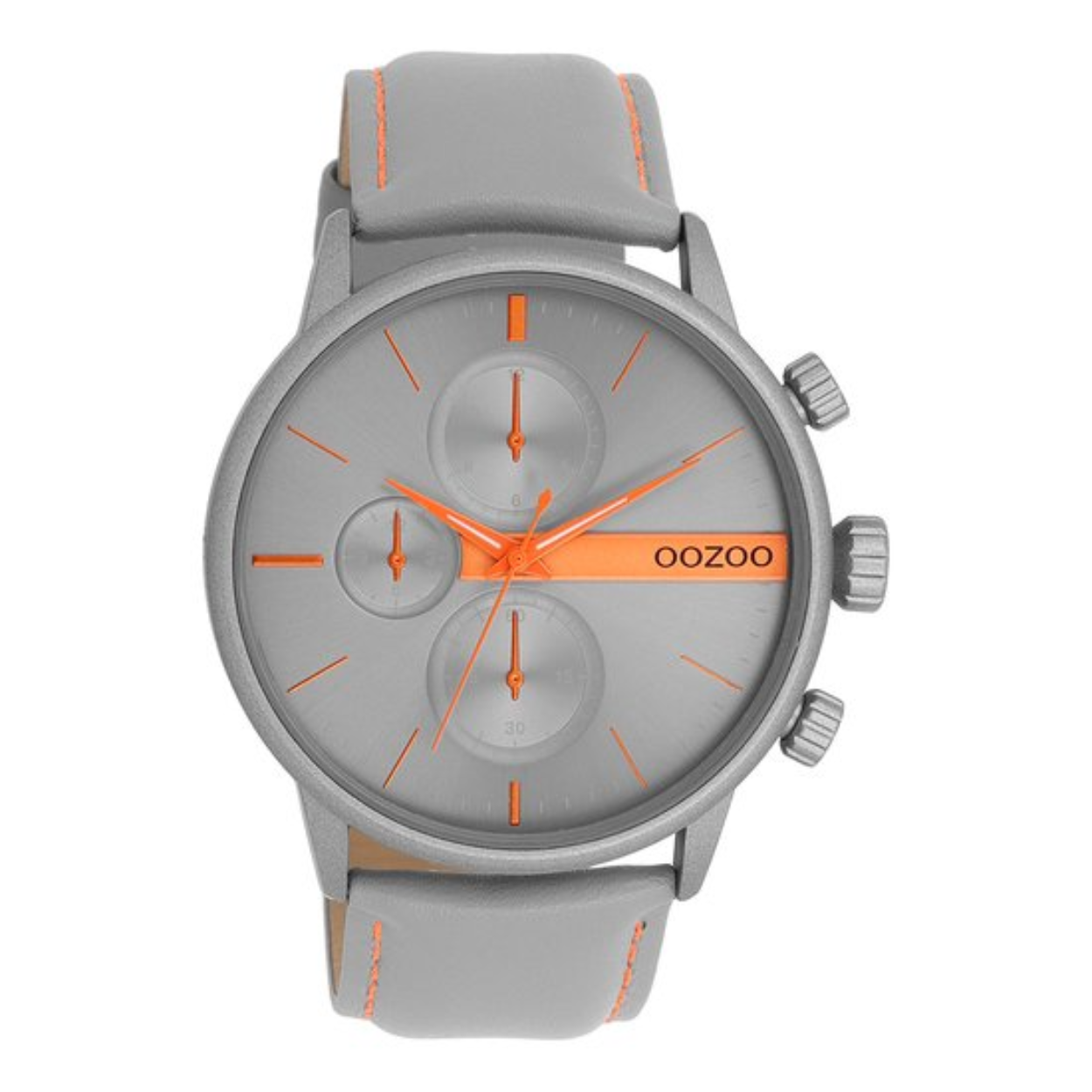OOZOO Timepieces - Grijze OOZOO horloge met grijze leren band - C11225