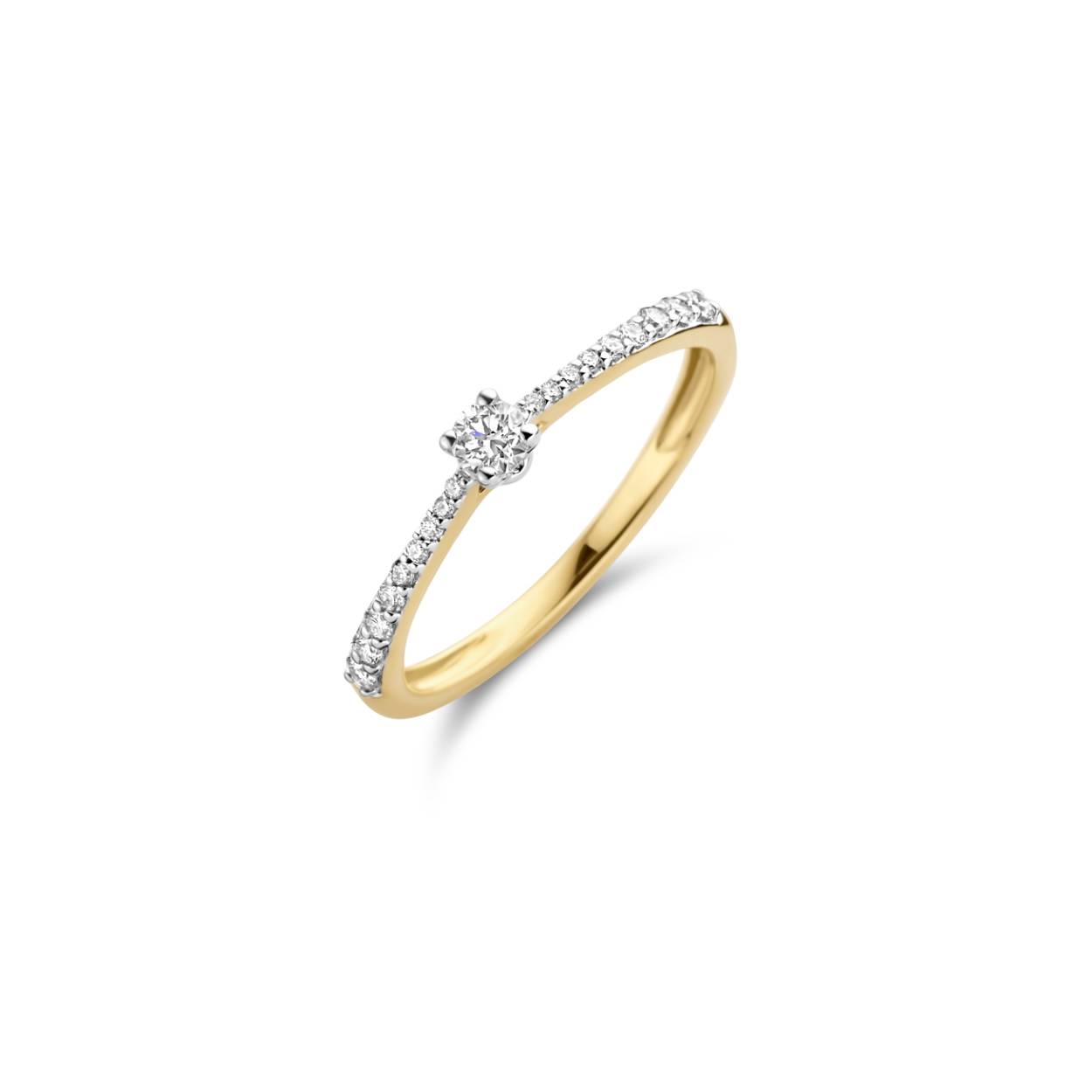 Blush ring 14K wit- en geelgoud met briljant geslepen diamant.