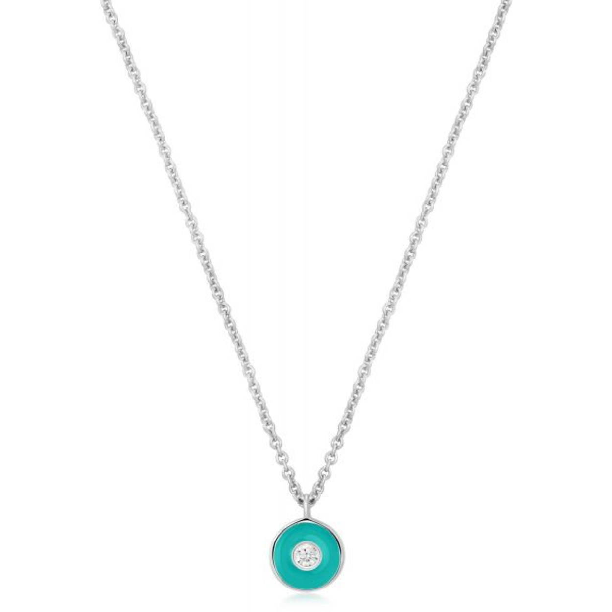 AHN028-01H Teal Enamel Disc Sil