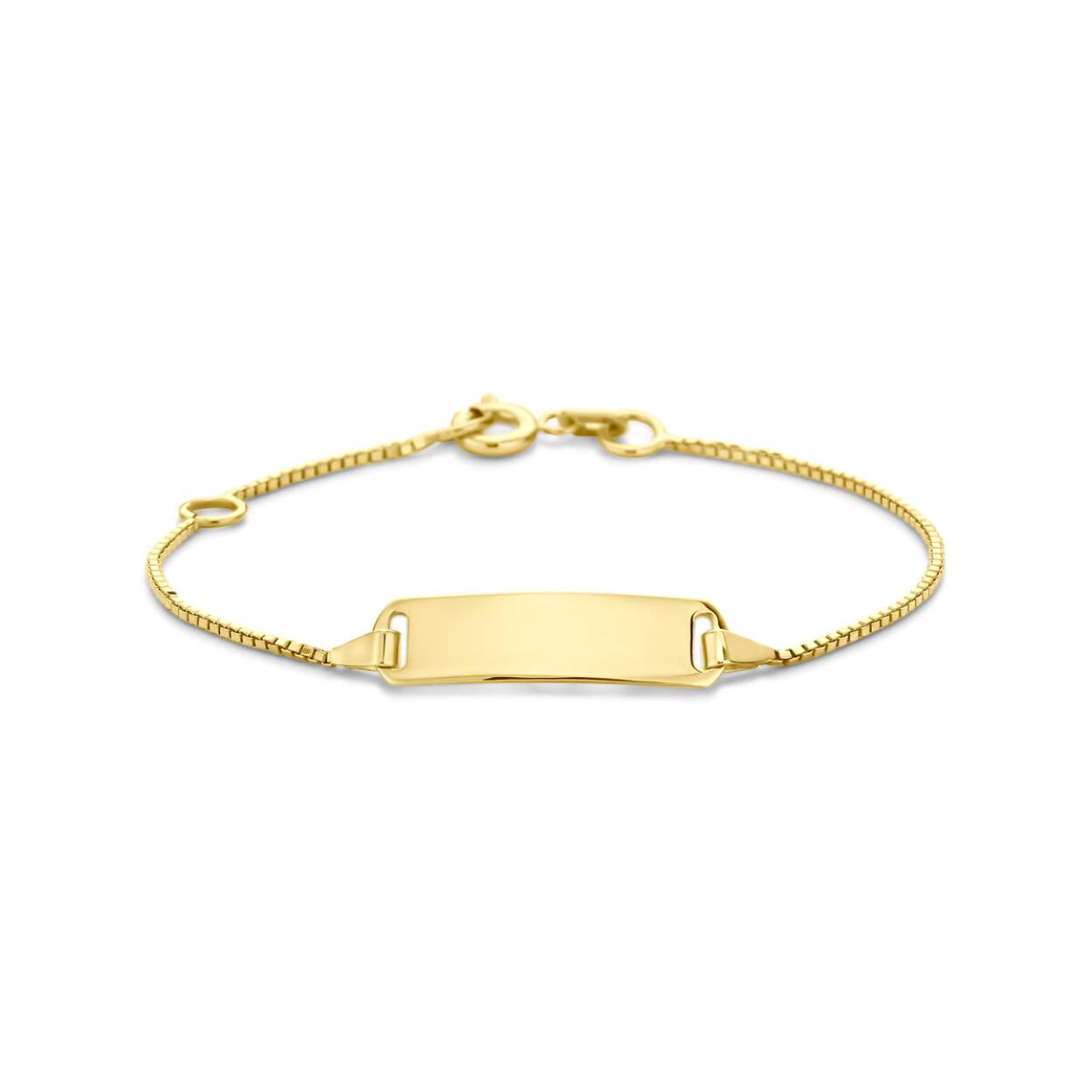 14k geelgouden kinder graveer armband 13cm venetiaans schakel