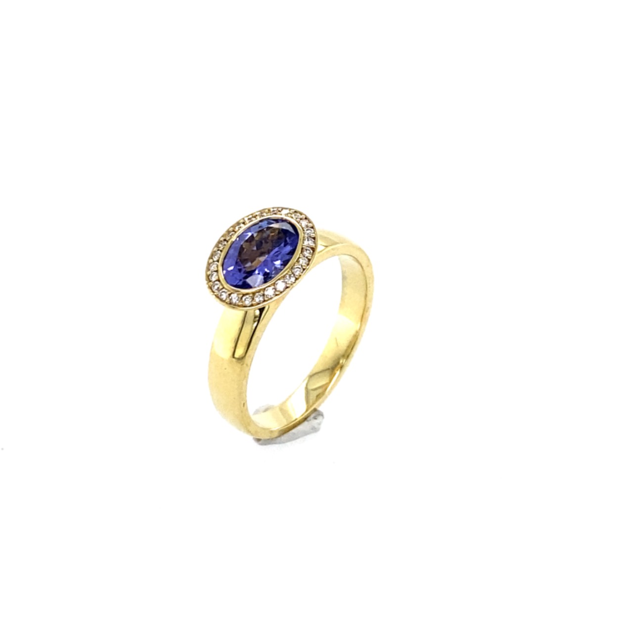 geelgouden ring met tanzaniet en briljant