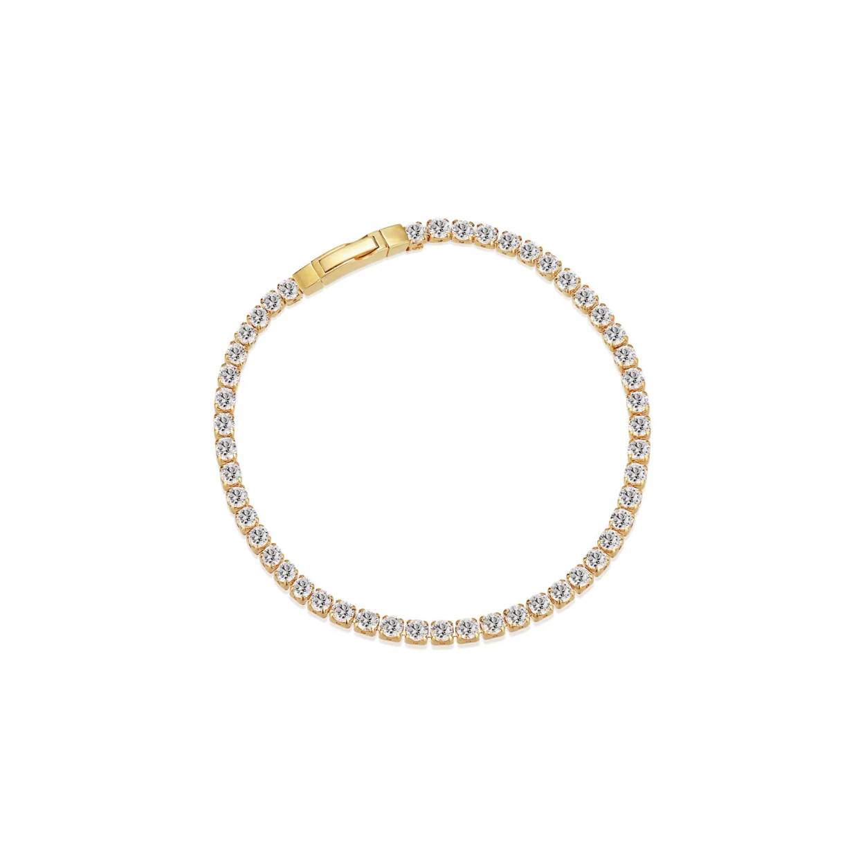 Armband gemaakt van 18 karaats verguld 925 sterling zilver, gepolijst oppervlak met facetgeslepen witte zirkonia

Afmetingen armband: Breedte 3 mm, kettinglengte incl slotje
